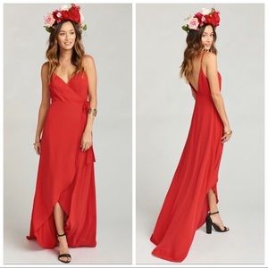 Show Me Your Mumu Red Mariah Wrap Maxi Dress - M